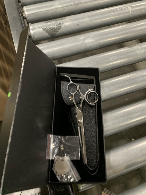 Photo 1 of Professional Hair Scissors 6 Inch Swivel with Extremely Sharp Blades, 440C Steel Hair Cutting Scissors, Durable, Smooth Motion & Fine Cut, Barber Scissors with Elegant Sheath, Cleaning Leather & Key