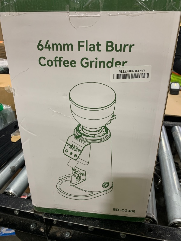Photo 1 of **INCOMPLETE** MOKKOM Professional 64mm Flat Burr Coffee Grinder with 100 Grind Settings, All-Metal Stainless Steel Body, Coffee Bean Grinder with Adjustable Electronic Timer, Anti-Static, LED Display