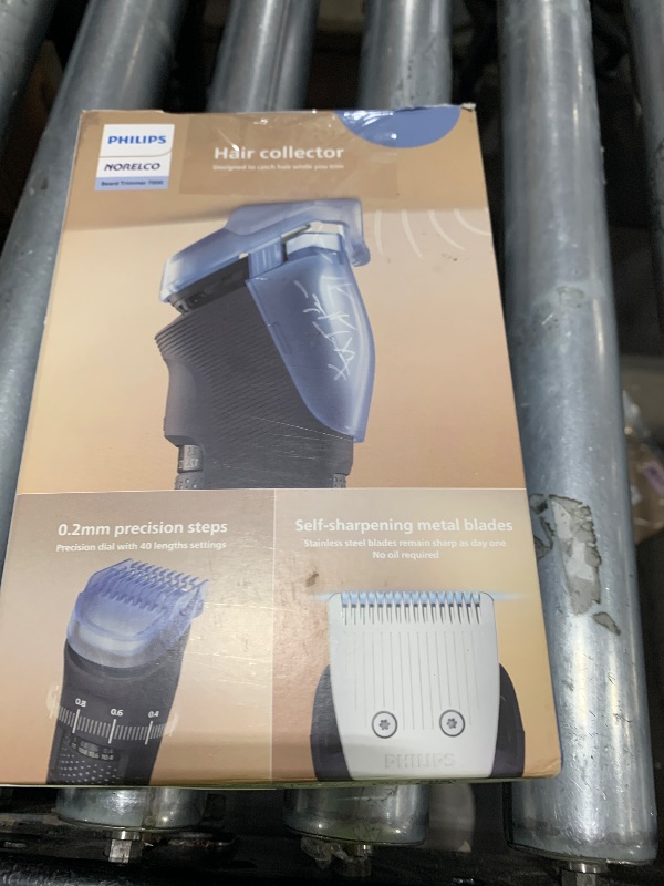 Photo 1 of Norelco Philips Beard Trimmer 7000 Series, 100% Waterproof Trimmer for Men, 40 Lock-in Hair Length Settings, BeardSense Power Adaptability, Detail & T-Blade Trimmer Heads, Charging Stand, BT7670/40