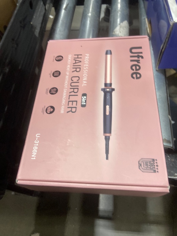 Photo 1 of Ufree 5 in 1 Curling Iron with Interchangeable Ceramic Barrels (0.35"-1.25"), Curling Wand Set with Flat Iron Hair Straightener, Instant Heat Up, Dual Voltage Hair Curler, Gifts for Women
