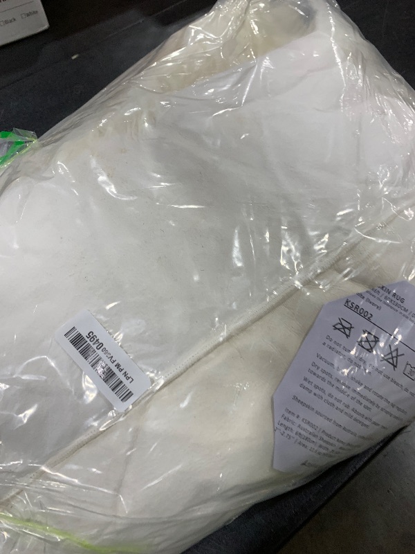 Photo 1 of Kopal Genuine Australian Sheepskin Rug, Real Lambskin Area Rug, 2x6 ft Double Pelt, Natural White