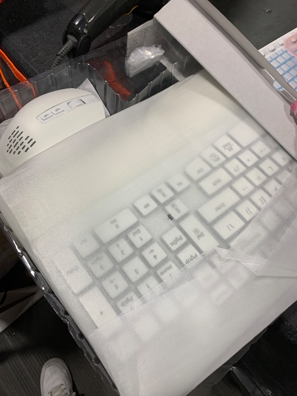 Photo 1 of SABLUTE Ergonomic Wireless Keyboard and Mouse Combo - Wave Keyboard with Soft Leather Wrist Rest, Resistant Keys, RGB Backlit Rechargeable Set for PC/Mac/Chromebook (White)