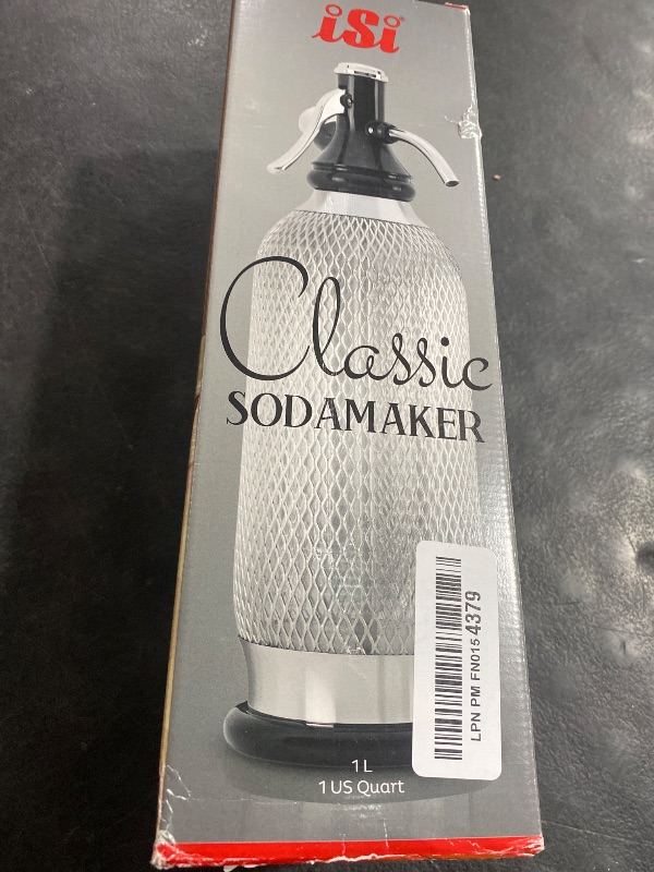 Photo 1 of iSi North America Soda Siphon Classic Mesh Sodamaker for Making Carbonating Beverages, 1 Quart, Stainless Steel,Silver