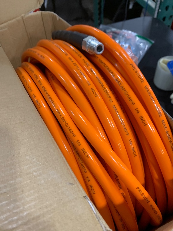 View 3 of 100FT Pressure Washer Sewer Jetter Kit, 5800 PSI Water Jet Drain Cleaner Hose with Corner Rotating Button Nose Nozzle, Sewer Jetting Nozzles Kit with Spanner Handle Strap
