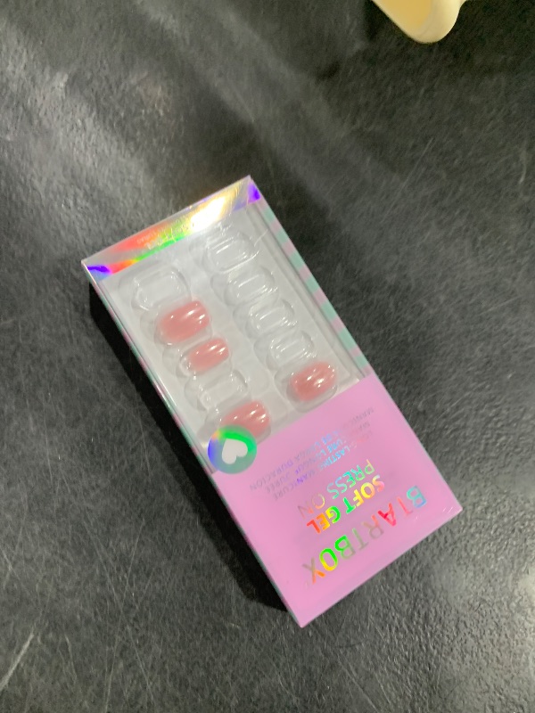 Photo 1 of BTArtbox Press On Nails Short - Square Press On Nail, Pink Chrome Nail Tips Glue On Nails with Nail Glue, Reusable Stick On Nails in 15 Sizes - 30 Soft Gel Fake Nails Kit, Lotus Glazed