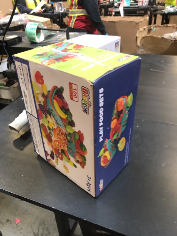 Photo 1 of 100 Pcs Play Food Set for Kids Kitchen, Pretend Food Toy for Toddlers Age 1-3, Plastics Cutting Fake Food/ Fruit/ Vegetable Accessories with 2 Baskets, Birthday Gifts for 2 3 4 5 Years Old Boys Girls