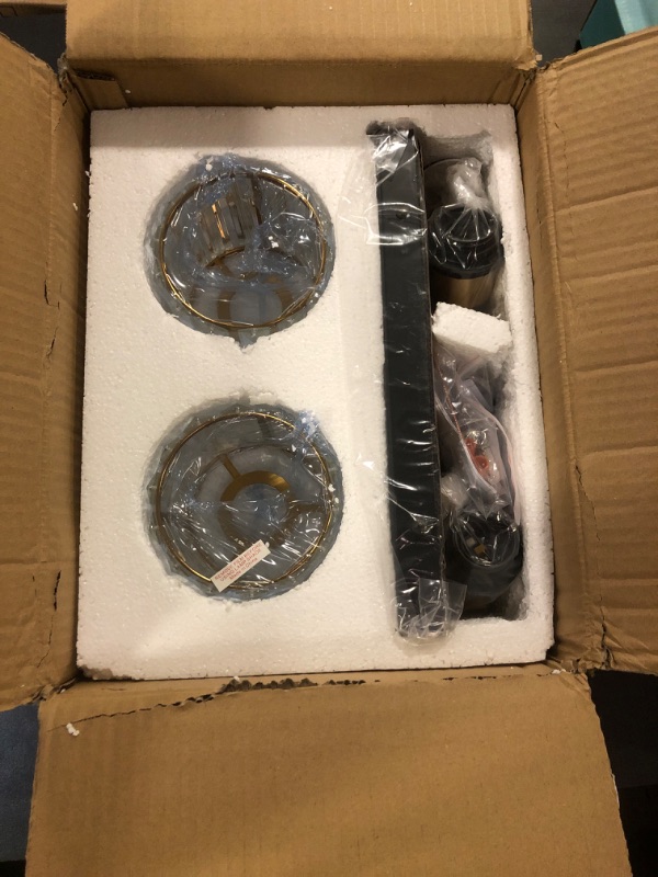 Photo 1 of HUOKU 2-Light Crystal Bathroom Vanity Lights, Black Gold Modern Bathroom Light Fixtures Over Mirror Crystal Wall Lighting with Polished Gold Finish