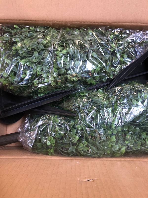 Photo 1 of ENVEN Artificial Topiary Ball Tree Outdoor Plants with Ground Spike 22"- UV Resistant Faux Shrubs, Eucalyptus Fake Plants for Indoor & Garden, Yard, Porch, Patio Decor (Green Boxwood)