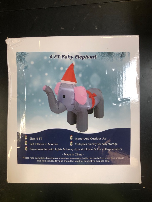 Photo 1 of DROFELY 4FT Christmas Inflatables Blow Up Little Elephant Decorations with LED Lights Indoor Outdoor Yard Graden Party Holiday Decor