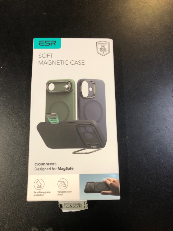 Photo 1 of ESR Silicone Case for iPhone 17 Pro, Built-in Camera Stash Stand Compatible with MagSafe, Military-Grade Drop Protection Magnetic Phone Case for iPhone 17 Pro, Cloud Series, Olive Green