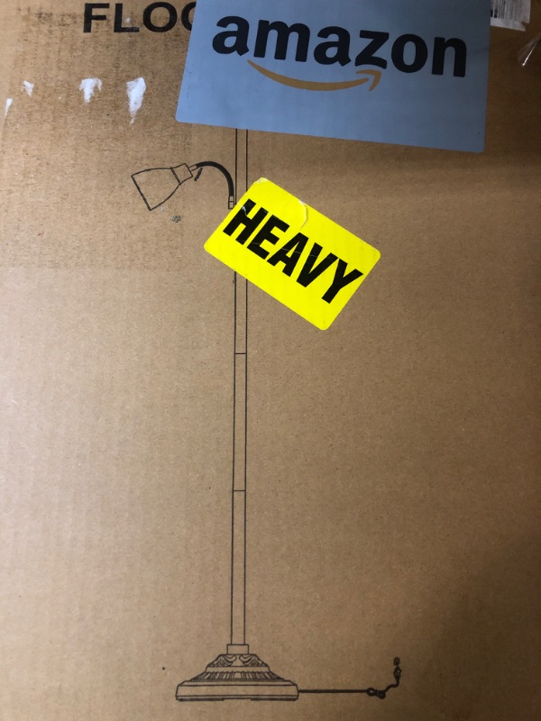 Photo 1 of *SEE CLERK NOTES* Floor Lamps for Living Room, 70" Floor Lamp Standing Torchiere Lamp with Etched Glass Shade, Metal Pole & Heavy Base, Vintage Tall Corner Lamp Decor for Bedroom, Living Room, Office. No Bulbs (2 Head)