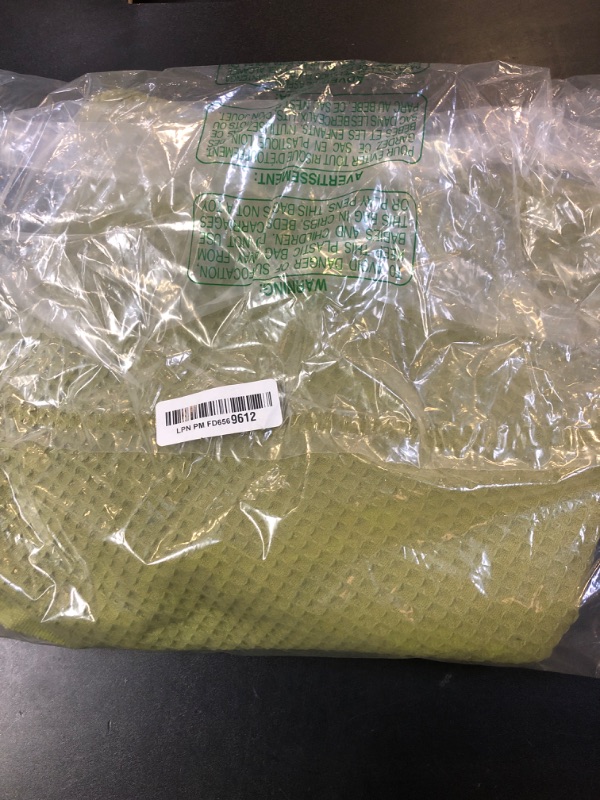 View 2 of 100% Cotton Blankets Queen Size for Bed - Waffle Weave Blankets for Summer, Lightweight and Breathable Soft Woven Blanket for Spring, White, 90x90 Inches (Olive Green, Throw (50" x 60"))