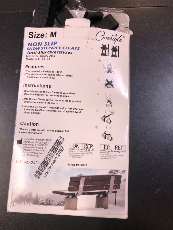 Photo 1 of 11 Spikes Crampons, Upgraded Version Stainless Steel Anti-Slip, Ice Cleats Traction Grips for Hiking Shoes and Boots, Safe Protect for Hiking Fishing Mountaineering Walking,Black,Medium