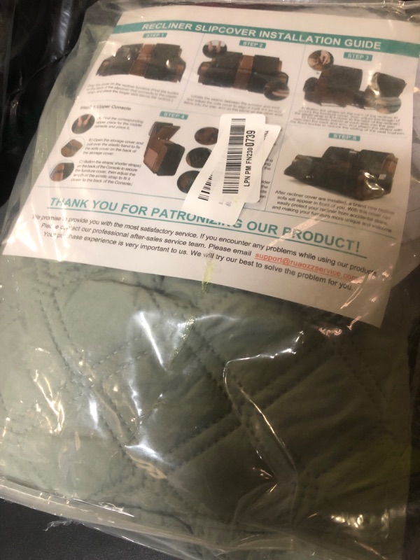 Photo 1 of Ruaozz Waterproof Loveseat Recliner Cover with Console Non-Slip Reclining Couch Covers Split Sofa Slipcovers with Elastic Straps for Kids, Dogs, Pets (Sage Green, 2 Seater)
