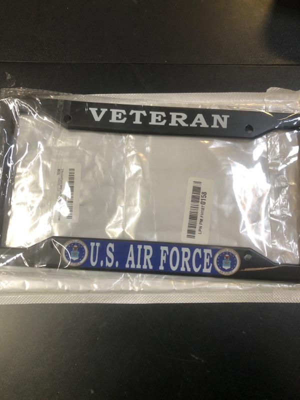 Photo 1 of Pcs Aluminum Veteran License Plate Frame for U.S. Air Force,4-Hole Matte Black Car Licenses Plate Covers Holders Frames for USAF with Screw Caps