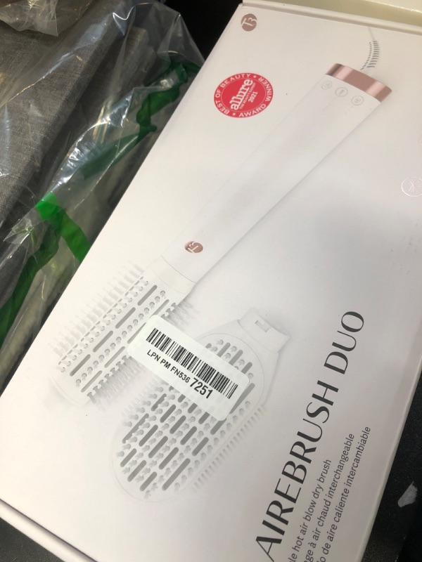 View 2 of "T3 AireBrush Duo Interchangeable Hot Air Blow Dry Brush with Two Attachments ? Includes 15 Heat and Speed Combinations, T3 IonFlow Technology, Volume Booster Switch, Lock-in Cool Shot"