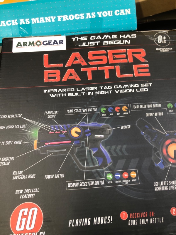 Photo 1 of ArmoGear Set of 4 Laser Tag Guns with Vests - Laser Tag Set for Kids and Adults - Toy Guns with 150 ft Range, Night Vision, Invisibility Mode - Battery Operated - Multiplayer Outdoor Game for Ages 8+