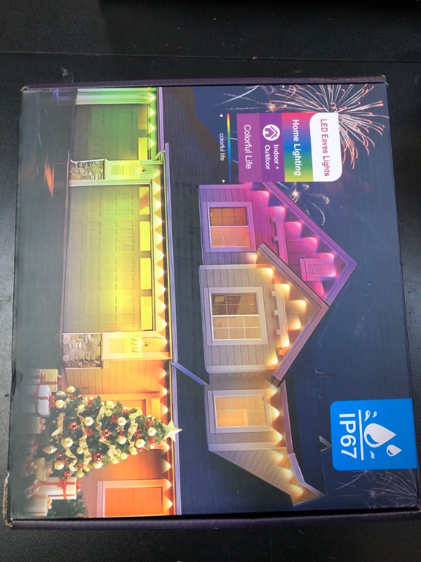 Photo 1 of POOFZY Permanent Outdoor Lights for House,200ft RGB+IC Smart Outdoor Decor, 50 Scene Modes,App/Remote Control,for Christmas,Super Bowl,V-Day,Thanksgiving,Daily & Holiday Party Decor