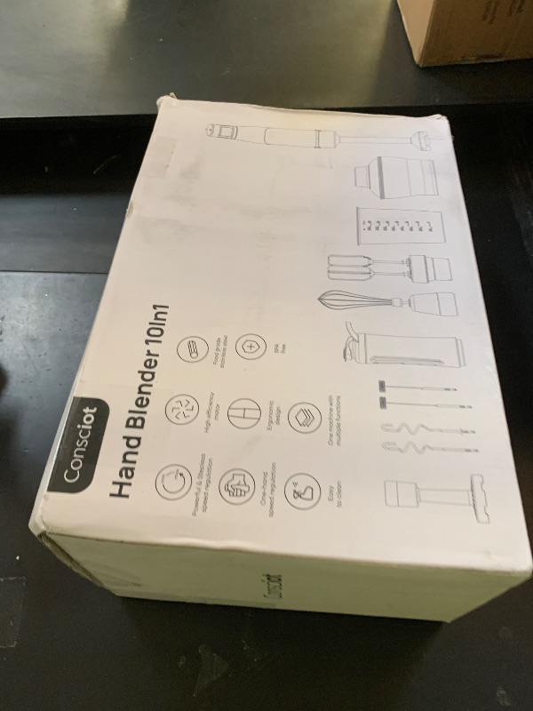 Photo 1 of Consciot 10-in-1 Immersion Blender Handheld Max 1100W with Entire Stainless Steel Blender Shaft, Trigger Speed Control, 800ml Beaker, 600ml Chopper, Beaters, Frothers, Hooks, Masher, Whisk & 600ml Cup