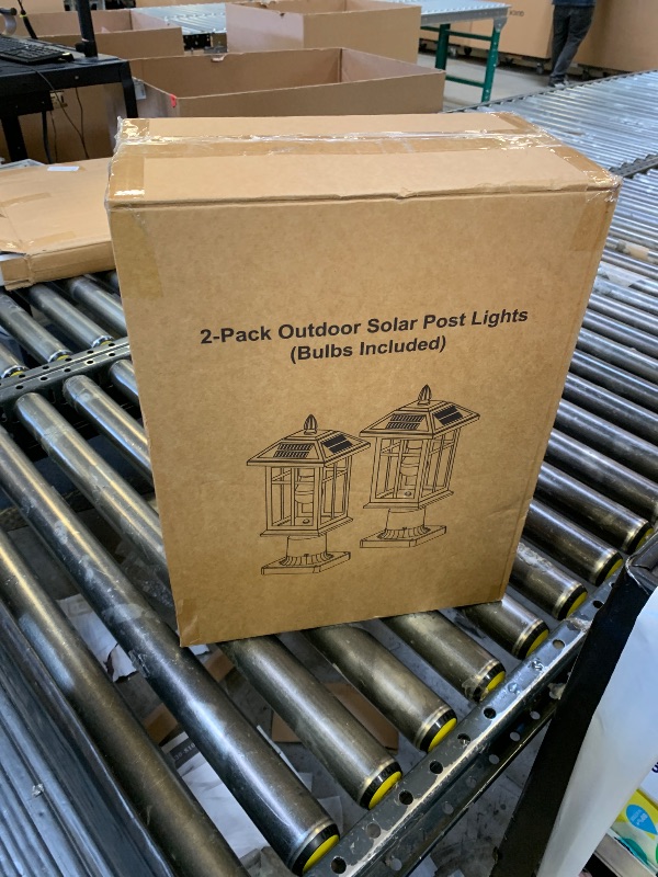 Photo 1 of Brilvibera Solar Post Lights 2 Packs, Waterproof Post Lantern with Pier Mount Base, Aluminum Post Lamp Warm White Bulb Included for Yard Garden Pillar Pole Pathway