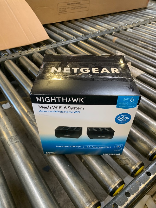Photo 1 of NETGEAR Nighthawk Advanced Whole Home Mesh Dual Band WiFi 6 System (MK72)– AX3000 Router with 1 Satellite Extender, Coverage up to 3,000 sq. ft. and 35+ Devices - Free Expert Help