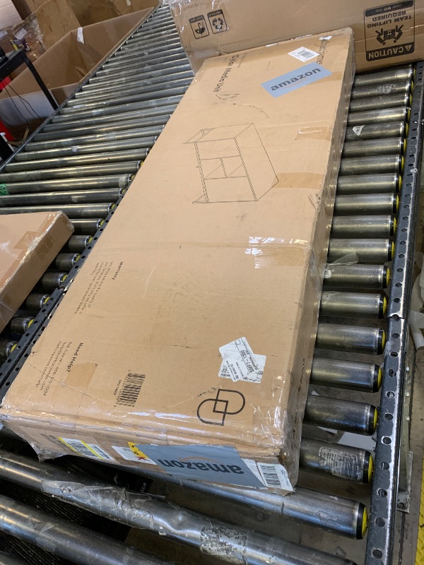 Photo 1 of **DAMAGED** Nathan James Dylan Media Console Cabinet or TV Stand with Doors for Hidden Storage in a Natural Reclaimed Oak Herringbone Wood Pattern and Metal, Oak/Matte Black