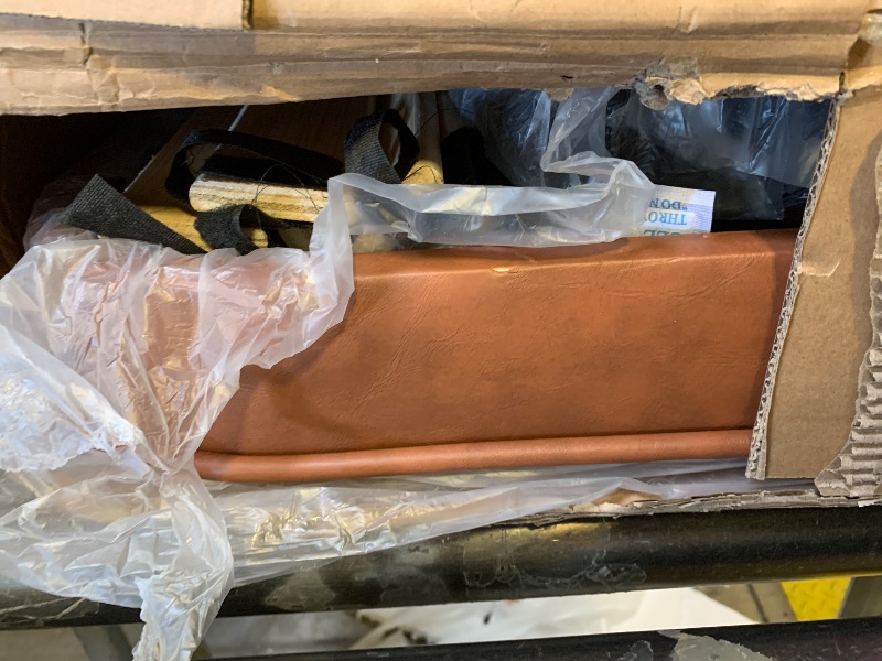 Photo 1 of Sismplly Queen Size Upholstered Bed Frame with Adjustable Headboard, Faux Leather Platform Bed with Wood Slats, Lychee Grain Leather, No Box Spring Needed, Easy Assembly, Noise Free, Brown