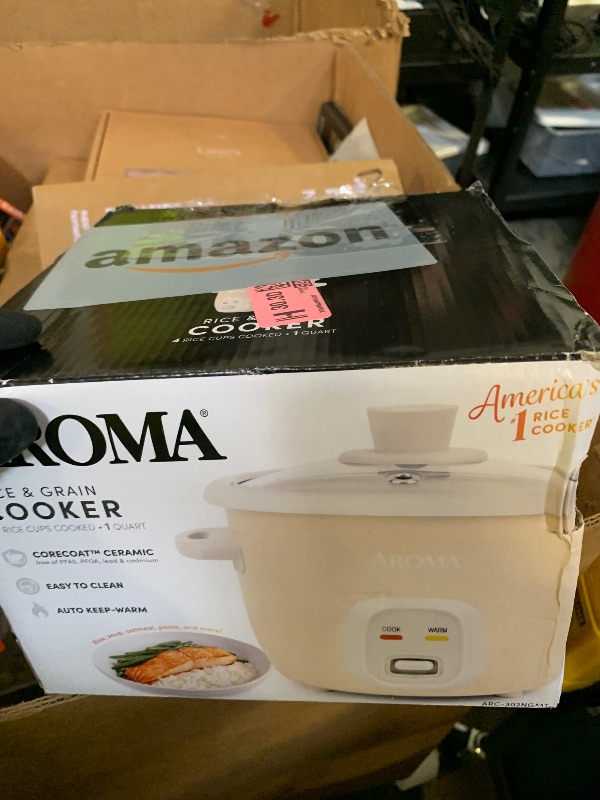 Photo 1 of **NO LID** AROMA® Mini Rice Cooker, 2-Cup (Uncooked) / 4-Cup (Cooked), Grain Cooker, Soup Maker, Oatmeal Cooker, Auto Keep Warm, 1 Qt, Milk Tea color