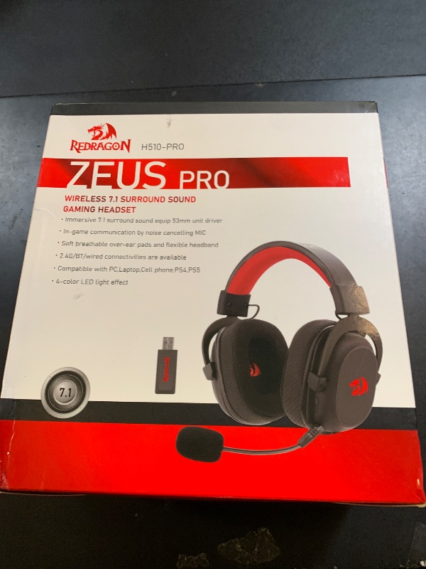 Photo 1 of Redragon H510 PRO 3-Mode RGB Gaming Headset - 7.1 Surround Sound - 53MM Audio Drivers in Memory Foam Ear Pads w/Durable Fabric Cover- Multi Platforms Headphone - USB Powered for PC/PS4/NS