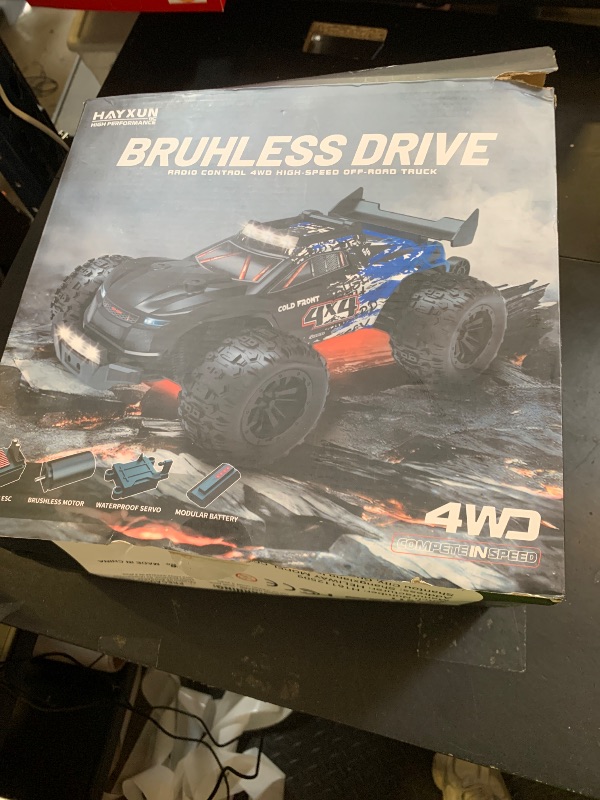 Photo 1 of 1/16 RTR Brushless Remote Control Cars for Adults, 4WD 60KM/H Fast All Terrain Off-Road RC Truck, High Speed RC Car with 2 LiPo 2000 mAh Batteries, Oil-Filled Shocks, 2-Color Shell, Colorful Lights