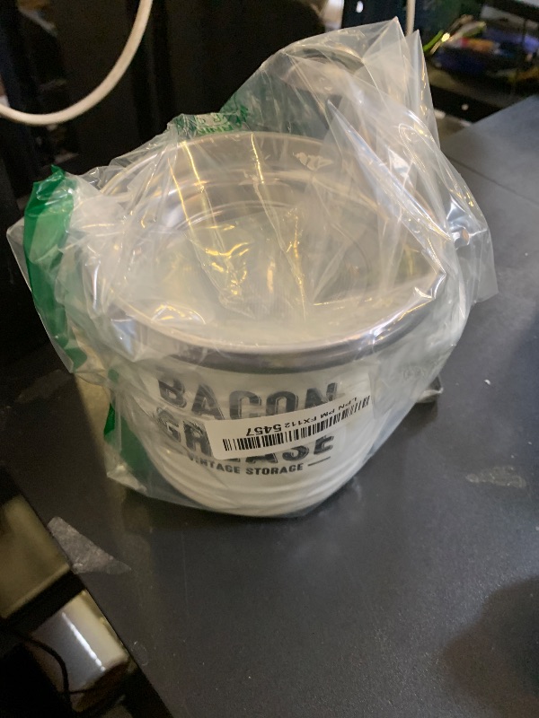 Photo 1 of **MISSING LID** ONEARF Bacon Grease Container with Strainer - Large 46OZ Kitchen Oil Storage Can, Food Bin | Farmhouse Cooking Pot Keeper Collector, Dishwasher Safe-White