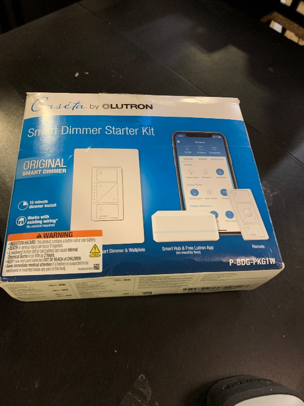 Photo 1 of Lutron Caseta Original Smart Dimmer Switch Kit, 2 Dimmer Switches, 2 Wall Plates, 2 Pico Remotes, and Smart Hub, Works with Alexa, Apple Home, Google Home, 3 Way, 150W, No Neutral, P-BDG-PKG2W-A