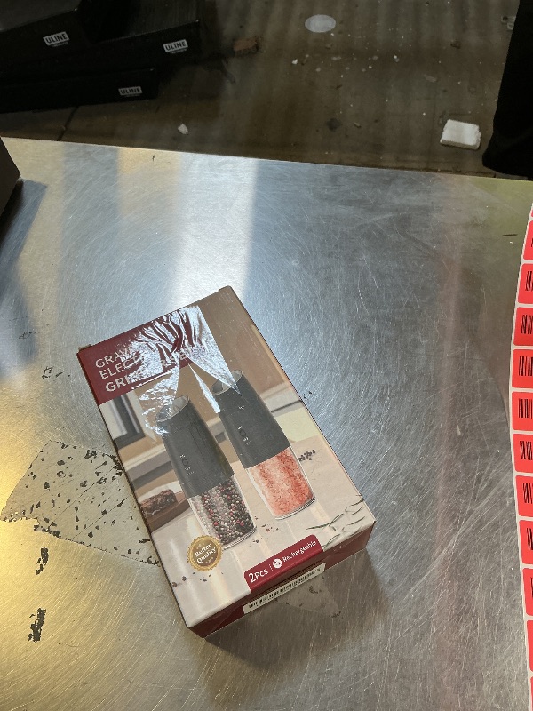 Photo 1 of CIRCLE JOY Rechargeable Electric Salt and Pepper Grinder Set Gravity Salt and Pepper Mills Set with LED Light, No Battery Needed, Adjustable Coarseness, Washable 135ml Container, Black