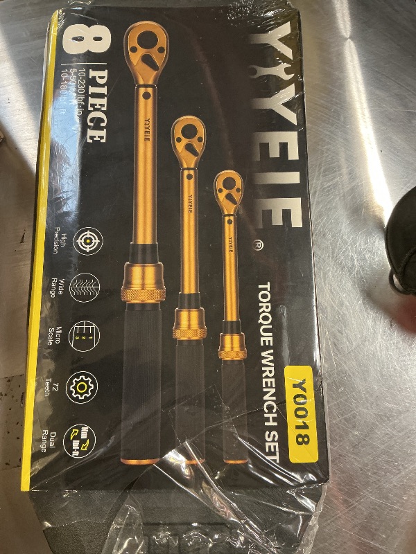 Photo 1 of 1/4 3/8 1/2-inch Drive Click Torque Wrench, 8Pcs Torque Wrench Set 10-230in.lb, 5-50ft.lb, 10-180ft.lb with Adapters, ±3% Accuracy, 72-Tooth Dual Scale Torque Wrenches for Bike, Moto, Car Repair