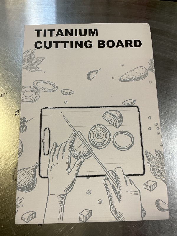 Photo 1 of 100% Titanium Cutting Board for Kitchen - Dishwasher Safe Chopping Boards with Handle, Reversible Charcuterie Board for Home Counter Outdoor Camping Housewarming Gifts for Women (16 x 11.1)