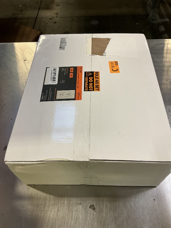 Photo 1 of BESTTEN 100 Pack 15 Amp Outlet, Decorator Receptacle Outlet, Standard Electrical Wall Outlet, Tamper Resistant, Residential and Commercial Use, Wallplate Included, 15A/125V/1875W, UL Listed, White