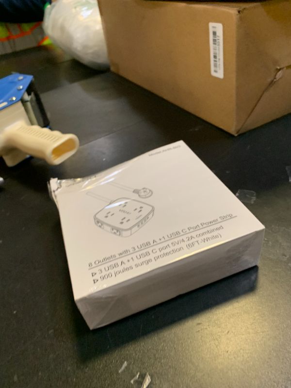 Photo 1 of 6 Ft Surge Protector Power Strip - 8 Widely Outlets with 4 USB Ports, 3 Side Outlet Extender with 6 Feet Extension Cord, Flat Plug, Wall Mount, Desk USB Charging Station, ETL,White