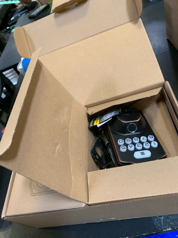 Photo 1 of Veise Fingerprint Door Lock with 2 Lever Handles - Keyless Entry Door Lock, Electronic Keypad Deadbolt, Digital Smart Code & Front Handle Sets, Auto-Locking, Easy Installation, Oil Rubbed Bronze