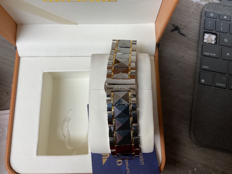 Photo 1 of OUPINKE Mens Automatic Watch Diamond Skeleton Mechanical Self Winding Luxury Dress Wrist Watch Sapphire Crystal Tungsten