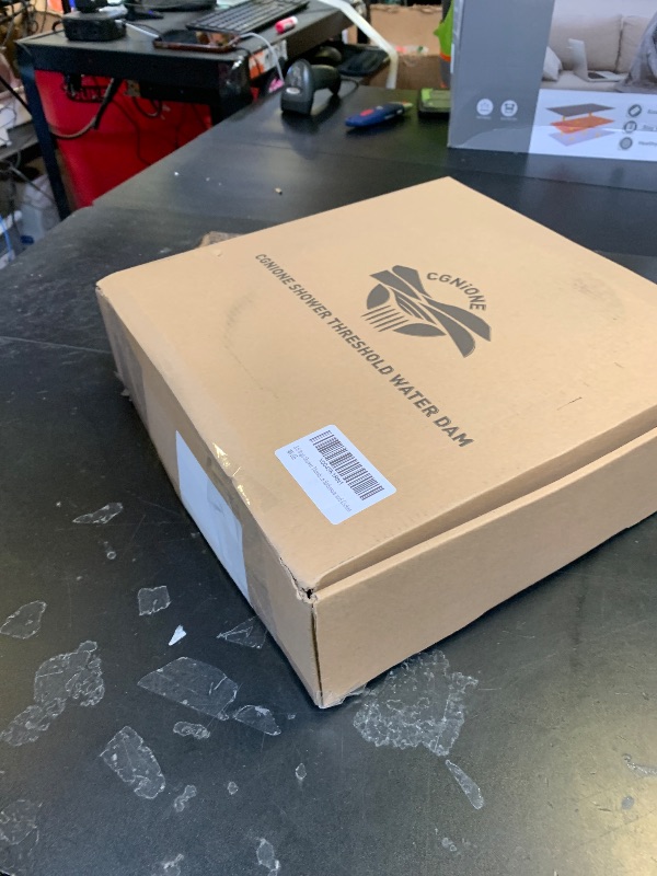 Photo 1 of 3.8 High Shower Threshold Water Dam 80 Inch Collapsible Self Adhesive Shower Water Splash Guard for Shower Water Blocker Wet and Dry Separation Bathroom and Kitchen