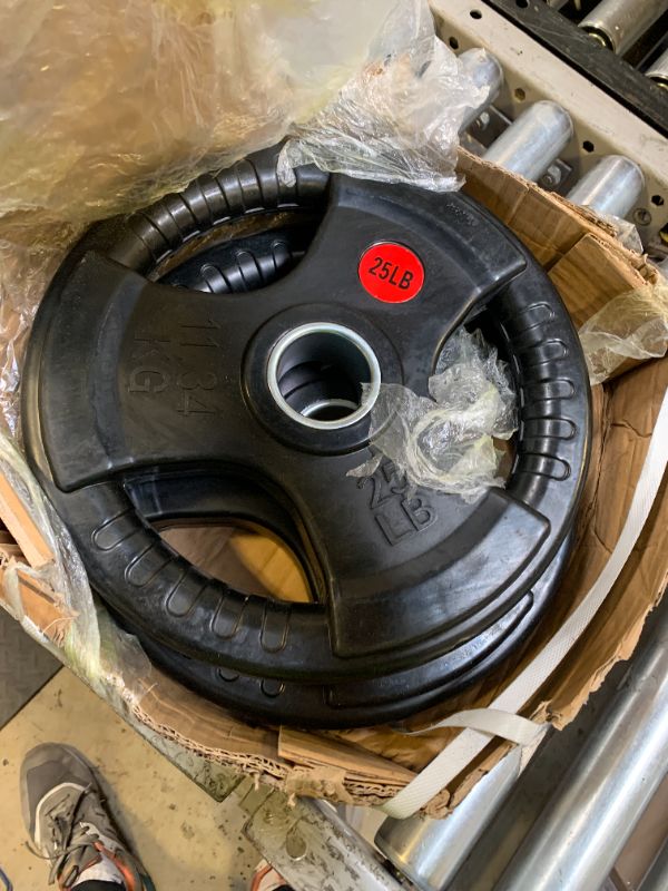 Photo 1 of Fitvids 2 Inch Olympic Barbell Weight Plates Set, 255 LB(2.5-45 LB) Barbell Weight Set for Home Gym Strength Training, Rubber Coate Design