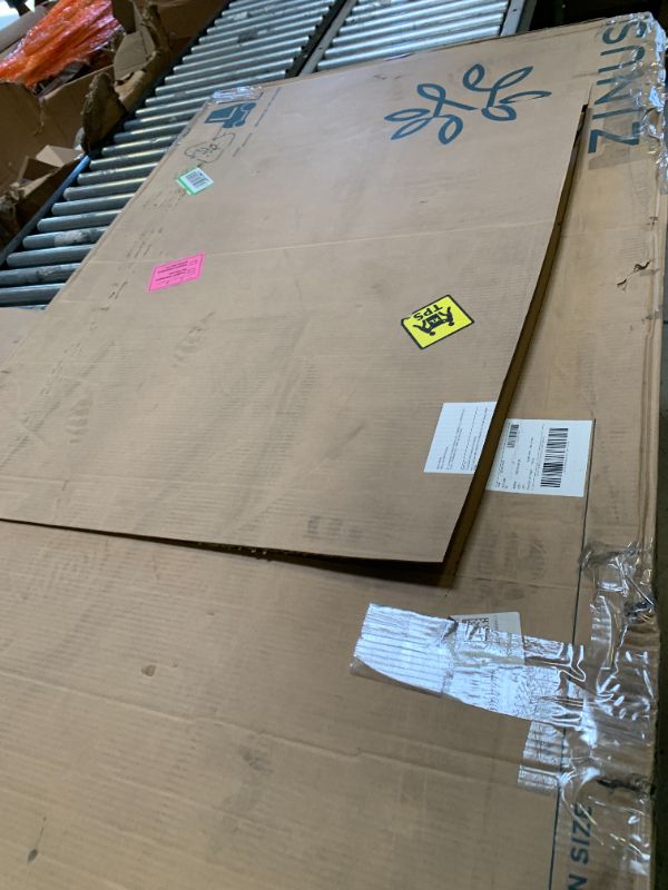 Photo 1 of Zinus Dori Upholstered Platform Bed Frame with Wingback Headboard/Mattress Foundation/Wood Slat Support/No Box Spring Needed/Easy Assembly, Queen, Grey