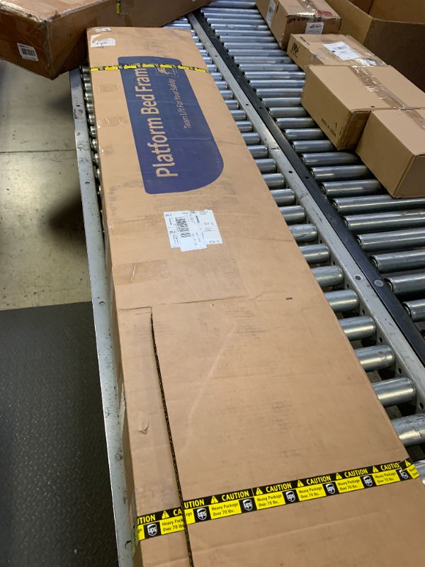 Photo 1 of OLEVS King Bed Frame with Headboard, Metal Platform Bed King Size with 2-Tier Storage, LED Light & Charging Station Type C, No Box Spring Needed, Easy Assembly