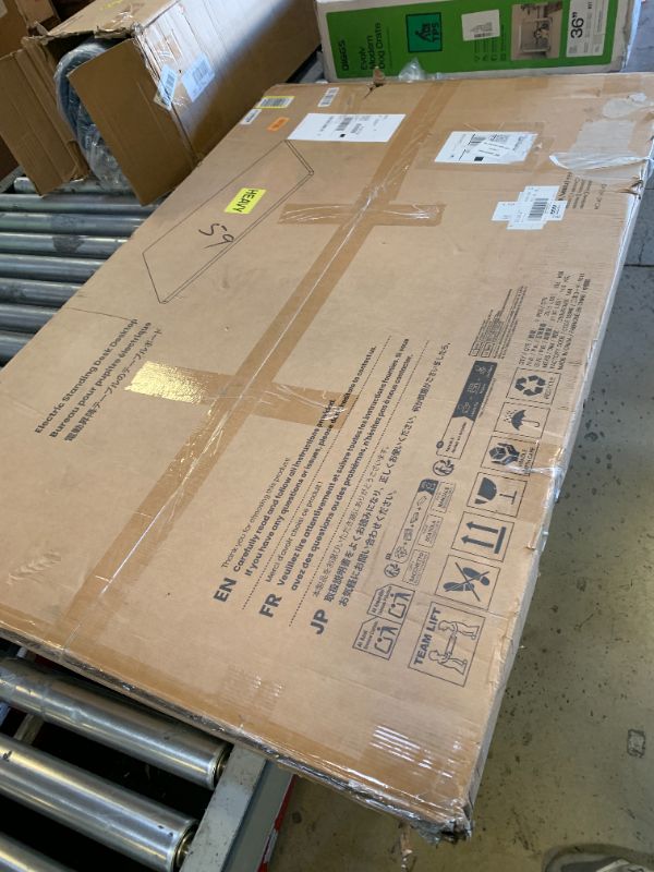 Photo 1 of Marsail 48 x 30 Electric Standing Desk with One-Piece Desktop, Sit Stand Desk with Thickened Tabletop, Height Adjustable Stand Up Desk with Cable Management for Home Office(Frame+Desktop, 2 Packages)