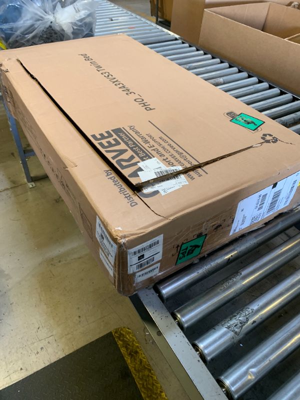 Photo 1 of Garvee Twin Bed Frame with Storage Headboard, 2 Drawers, Boucle Upholstered Platform Bed, Ivory White, Kids Bedroom, No Box Spring Needed
