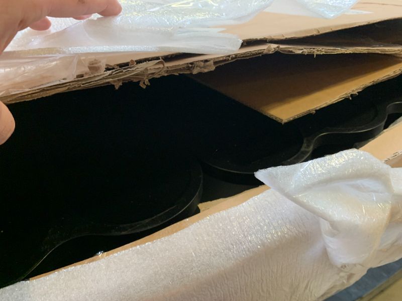 Photo 1 of Merax Modern Wood Buffet Sideboard with 3 Wave Doors, Storage Cabinet with Adjustable Shelves for Living Room Dinning Room Kitchen Black