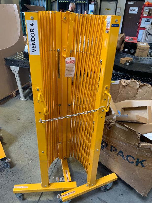 Photo 1 of GYMTIME Industrial Expandable Metal Barricade, 16 Feet, Easily Assembled Safety Barrier with Casters, Flexible Mobile Retractable Gate, Adjustable Traffic Fence