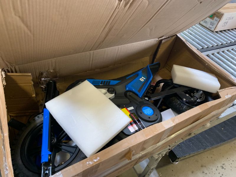 Photo 1 of GarveeLife 24V Kids Ride On Electric Off-Road Motorcycle,250W Motor 13.6MPH Fast Speed Dirt Bike Motocross,Leather Seat,Twist Grip Throttle,Metal Suspension,Air-Filled Tires for Kids Riding Toy,Blue