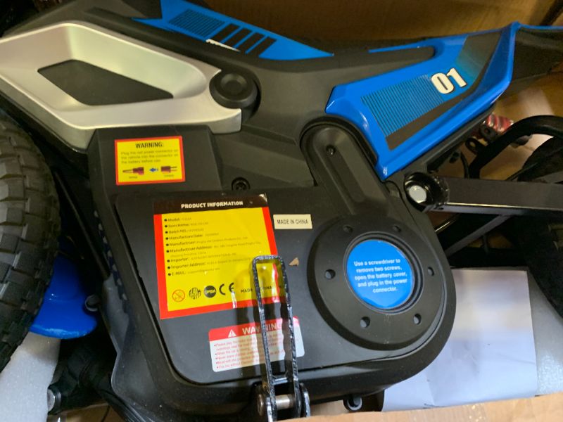 Photo 1 of GarveeLife 24V Kids Ride On Electric Off-Road Motorcycle,250W Motor 13.6MPH Fast Speed Dirt Bike Motocross,Leather Seat,Twist Grip Throttle,Metal Suspension,Air-Filled Tires for Kids Riding Toy,Blue