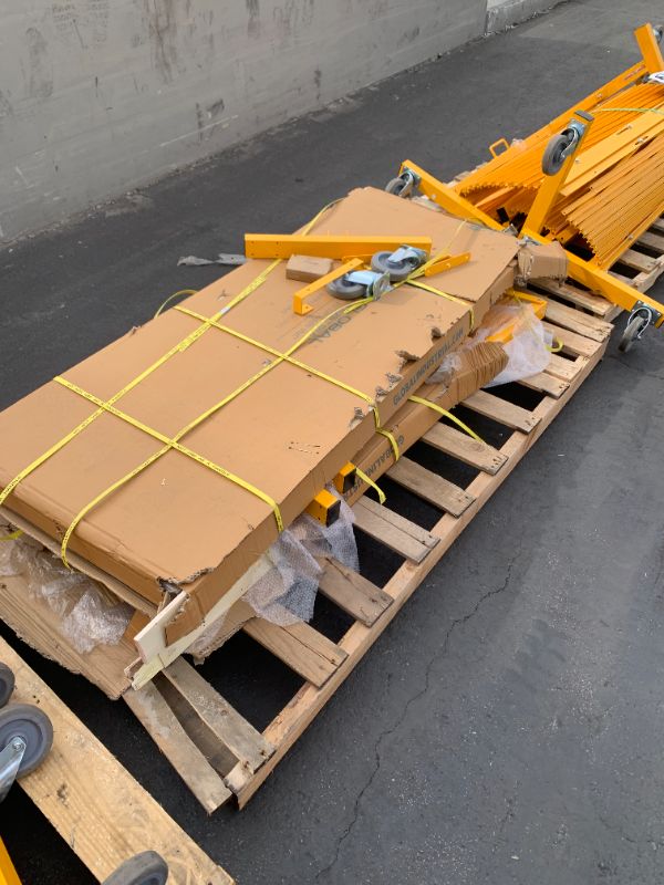 Photo 1 of SET OF 2 Global Industrial Barricade Security Gate with Sign, 23-1/2 to 240" L